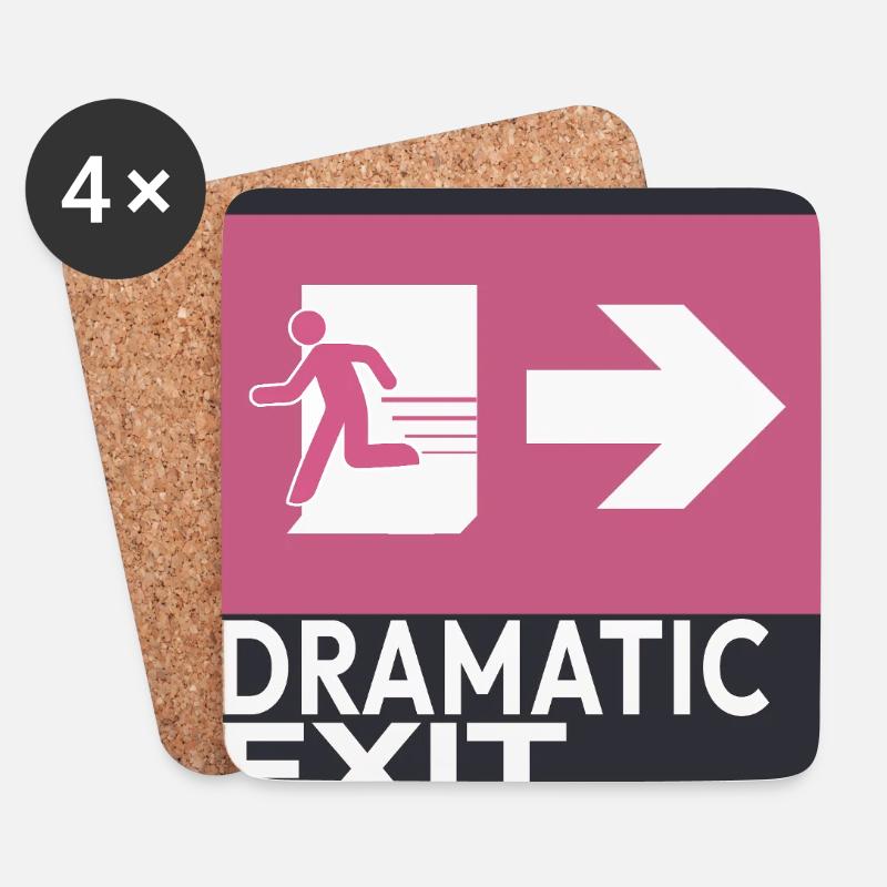 Dramatic Exit Minimal Poster Humor Grafik - Untersetzer (4er-Set) - Weiß