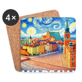 Warsaw, Poland - Coasters (set of 4) - white - Front