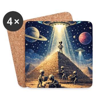 Alien Pyramid UFO - Untersetzer (4er-Set) - Weiß - Vorne