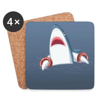I Need Coffee Funny Shark Design - Untersetzer (4er-Set) - Weiß - Vorne