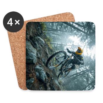 Winterwald-MTB-Quest - Untersetzer (4er-Set) - Weiß - Vorne