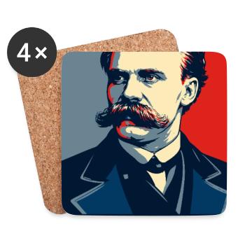 Nietzsche Pop Art Portrait - Dessous de verre (lot de 4) - blanc - Devant
