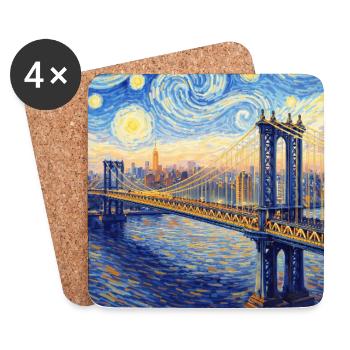 Manhattan Bridge im Sternenwirbel-Stil - Untersetzer (4er-Set) - Weiß - Vorne