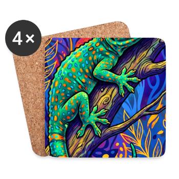 Gecko - Untersetzer (4er-Set) - Weiß - Vorne