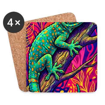 Gecko - Untersetzer (4er-Set) - Weiß - Vorne