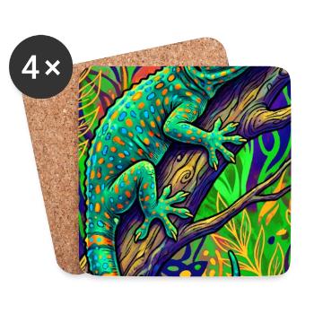 Gecko - Untersetzer (4er-Set) - Weiß - Vorne