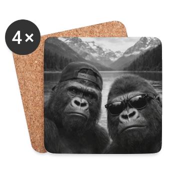 Gorilla Duo Bergsee - Untersetzer (4er-Set) - Weiß - Vorne
