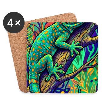 Gecko - Untersetzer (4er-Set) - Weiß - Vorne