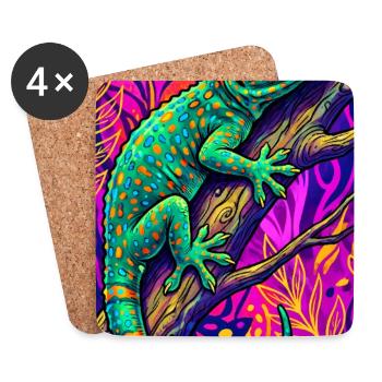Gecko - Coasters (set of 4) - white - Front