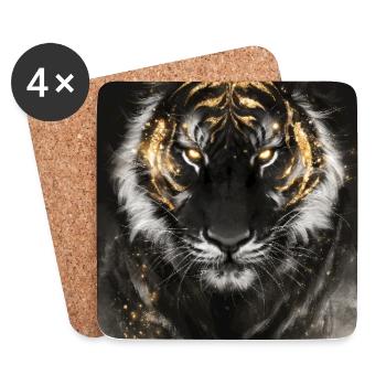 Golden Ember Tiger - Coasters (set of 4) - white - Front