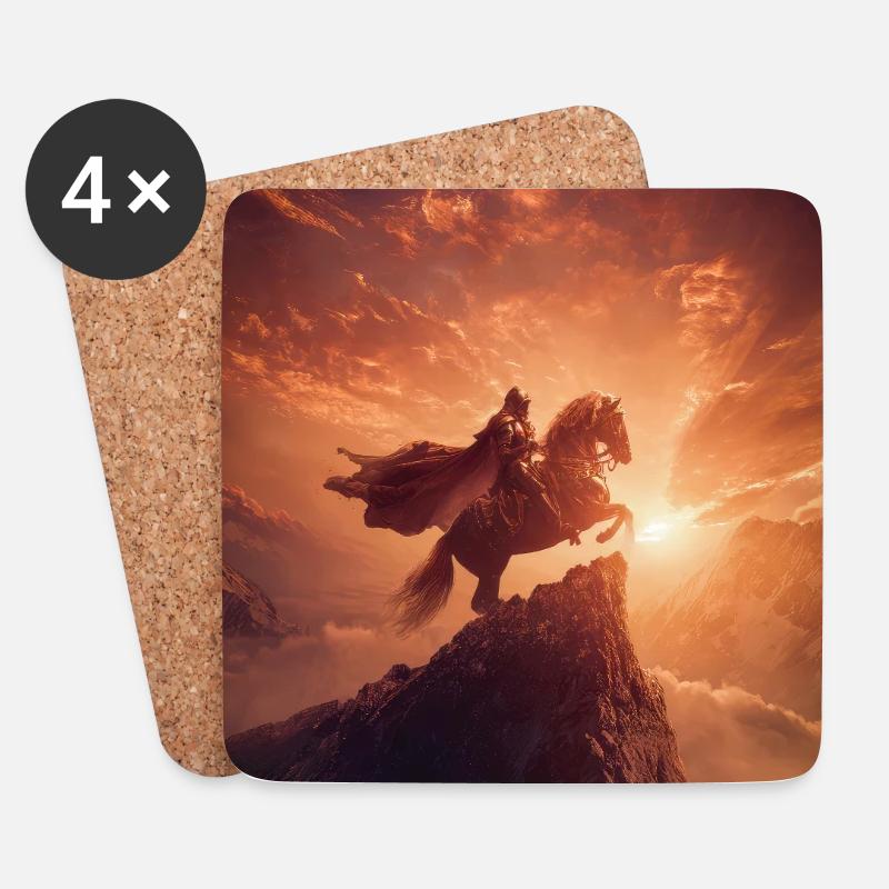 Cavalier de l’Aube sur la Crête - Dessous de verre (lot de 4) - blanc