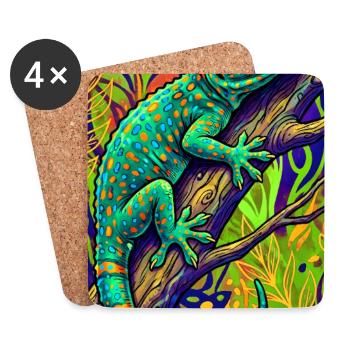 Gecko - Untersetzer (4er-Set) - Weiß - Vorne