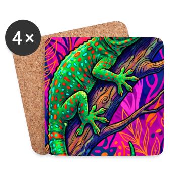 Gecko - Untersetzer (4er-Set) - Weiß - Vorne