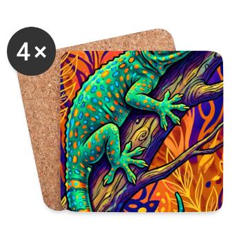 Gecko - Untersetzer (4er-Set) - Weiß - Vorne
