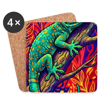 Gecko - Untersetzer (4er-Set) - Weiß - Vorne