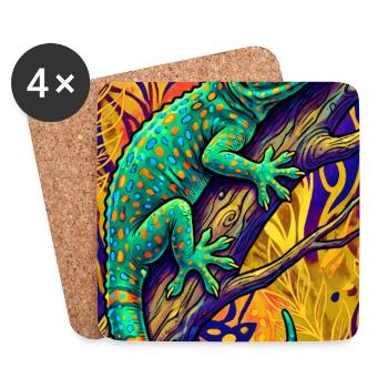 Gecko - Coasters (set of 4) - white - Front
