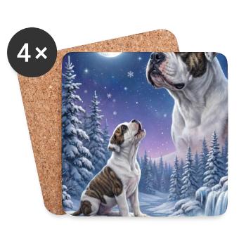 Howling to the Moon Amerikanische Bulldogge - Untersetzer (4er-Set) - Weiß - Vorne