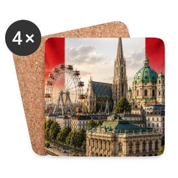 Vienna: Prater Skyline & Cathedral - Coasters (set of 4) - white - Front