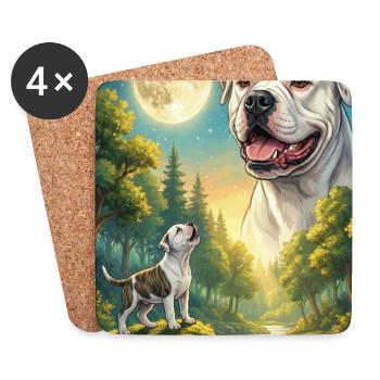 Howling to the Moon Amerikanische Bulldogge - Untersetzer (4er-Set) - Weiß - Vorne