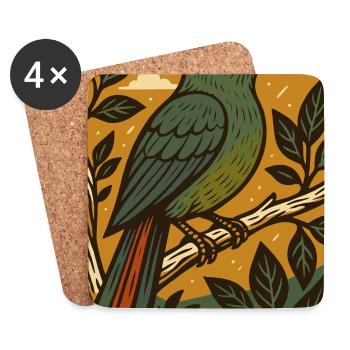 Knysna Loerie Illustration - Untersetzer (4er-Set) - Weiß - Vorne
