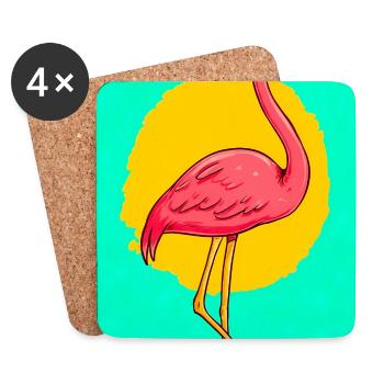 flamingo - Coasters (set of 4) - white - Front