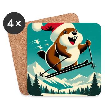 Marmot Ski Vintage Poster - Coasters (set of 4) - white - Front