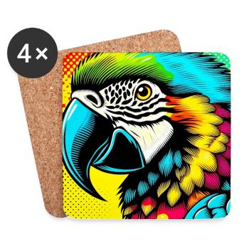 Papagei Pop Art - Untersetzer (4er-Set) - Weiß - Vorne