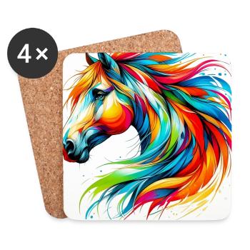 Cheval - Dessous de verre (lot de 4) - blanc - Devant