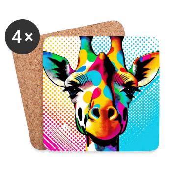 Girafe Pop Art - Dessous de verre (lot de 4) - blanc - Devant