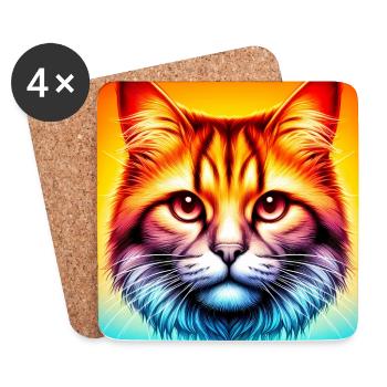 Katze - Untersetzer (4er-Set) - Weiß - Vorne