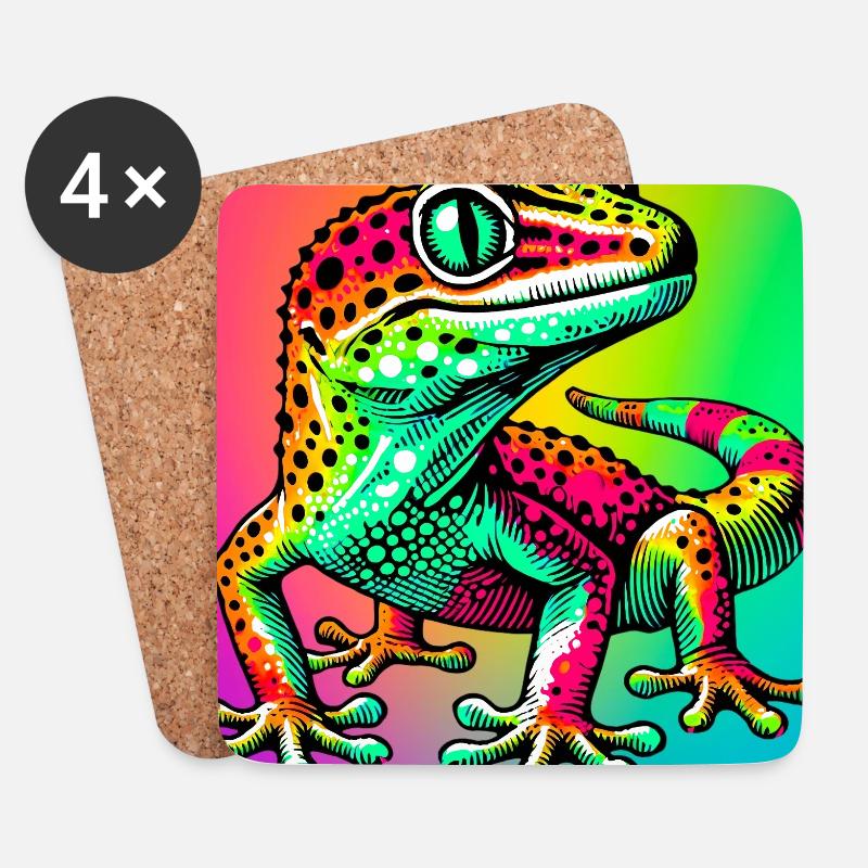 Gecko - Untersetzer (4er-Set) - Weiß