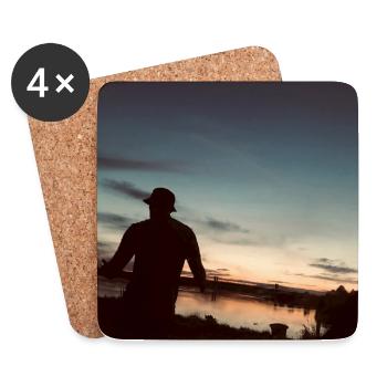 Flusslandschaft bei Sonnenuntergang - Untersetzer (4er-Set) - Weiß - Vorne