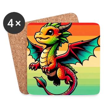 Drache - Untersetzer (4er-Set) - Weiß - Vorne