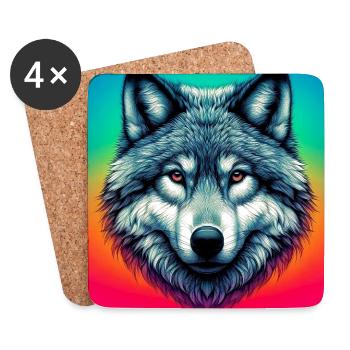 Loup - Dessous de verre (lot de 4) - blanc - Devant