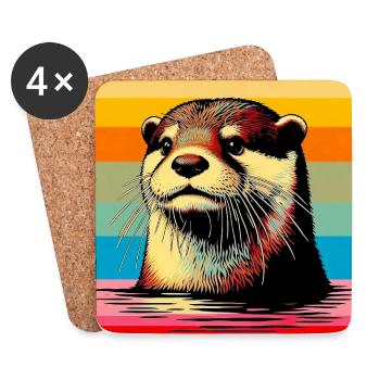 Otter - Untersetzer (4er-Set) - Weiß - Vorne