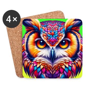hibou - Dessous de verre (lot de 4) - blanc - Devant