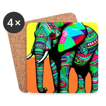 Elefant - Untersetzer (4er-Set) - Weiß - Vorne