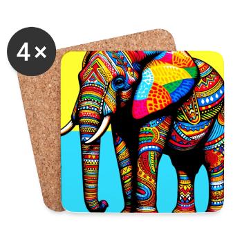 Elefant - Untersetzer (4er-Set) - Weiß - Vorne