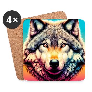 Wolf - Untersetzer (4er-Set) - Weiß - Vorne