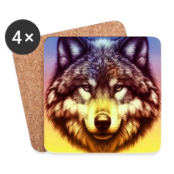 Wolf - Untersetzer (4er-Set) - Weiß - Vorne