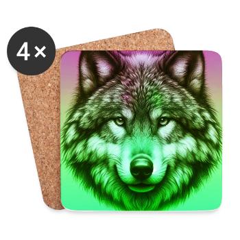 Wolf - Coasters (set of 4) - white - Front