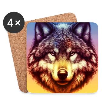 Wolf - Coasters (set of 4) - white - Front