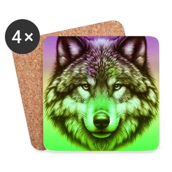 Wolf - Untersetzer (4er-Set) - Weiß - Vorne