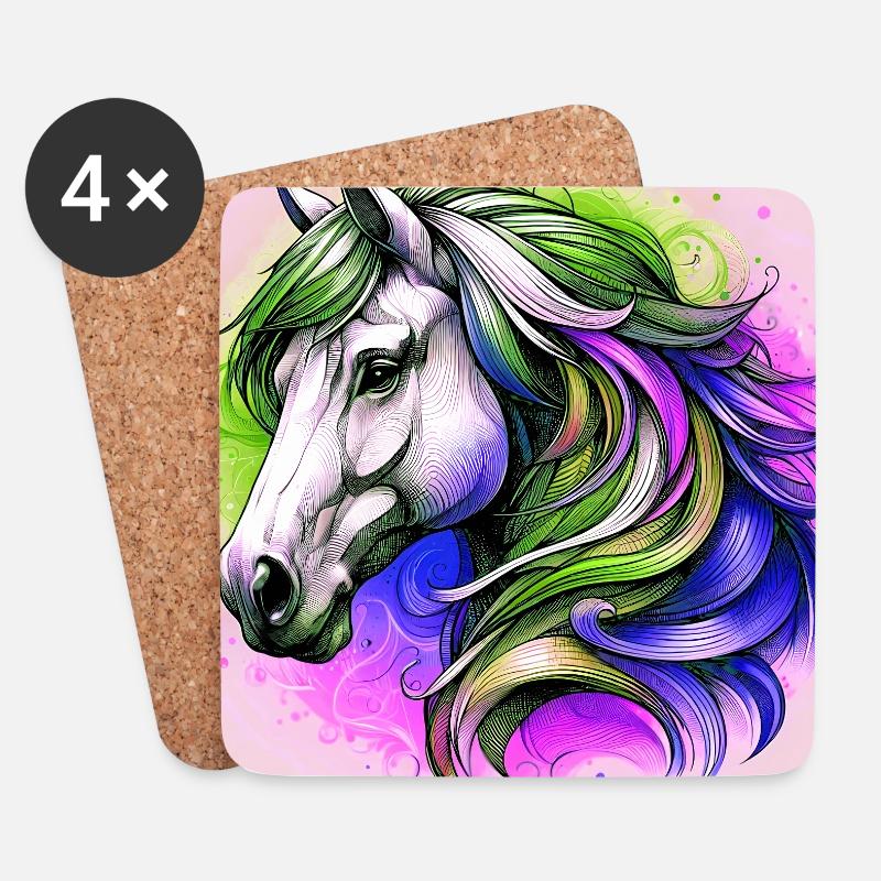 cheval - Dessous de verre (lot de 4) - blanc