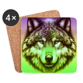 Wolf - Coasters (set of 4) - white - Front