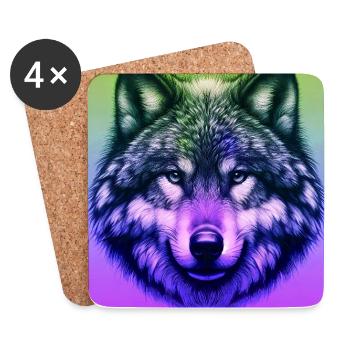 Wolf - Coasters (set of 4) - white - Front