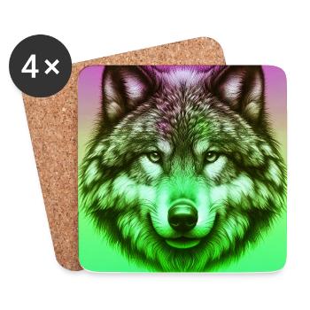 Loup - Dessous de verre (lot de 4) - blanc - Devant