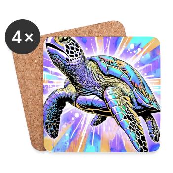 Schildkröte - Untersetzer (4er-Set) - Weiß - Vorne