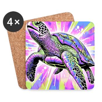 Schildkröte - Untersetzer (4er-Set) - Weiß - Vorne