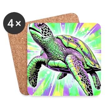 Schildkröte - Untersetzer (4er-Set) - Weiß - Vorne